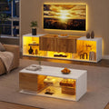 Ensemble meuble TV et table basse avec éclairage LED intégré composé de deux meubles