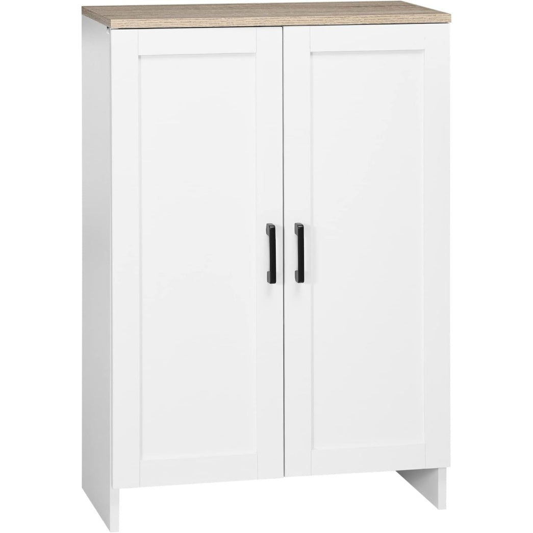 Buffet de cuisine avec double porte et etageres reglables, meuble de rangement 60 x 30 x 90 cm, blanc