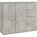 Bahut contemporain en bois dingenierie avec nombreux espaces de rangement, finition gris beton