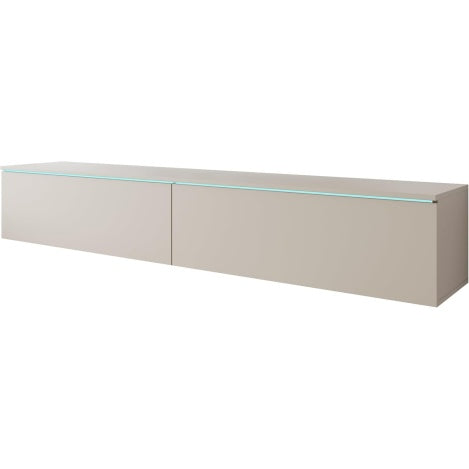 Meuble TV bas avec ¨¦clairage LED int¨¦gr¨¦ et design contemporain de cent quatre-vingts centim¨¨tres